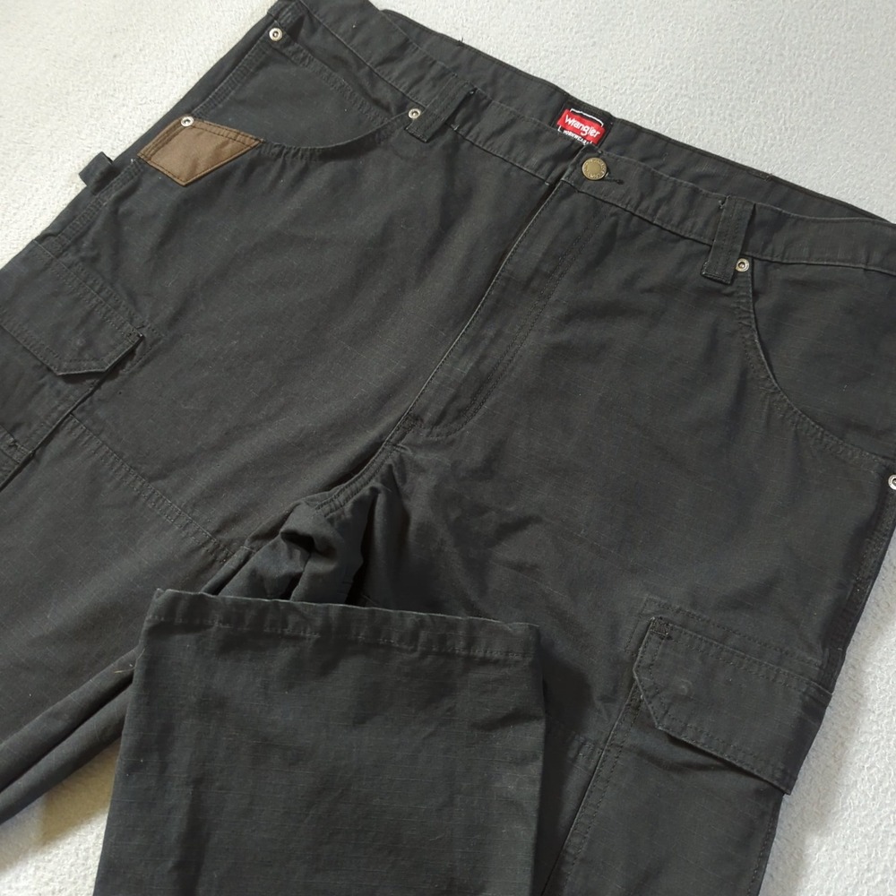 Wrangler Workwear Mens Black Ripstop Cargo Pants Utility Carpenter 40x32